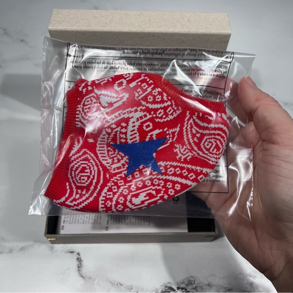 Golden Goose Star Face Mask Knitted Red Bandana Print - Picture 5 of 9